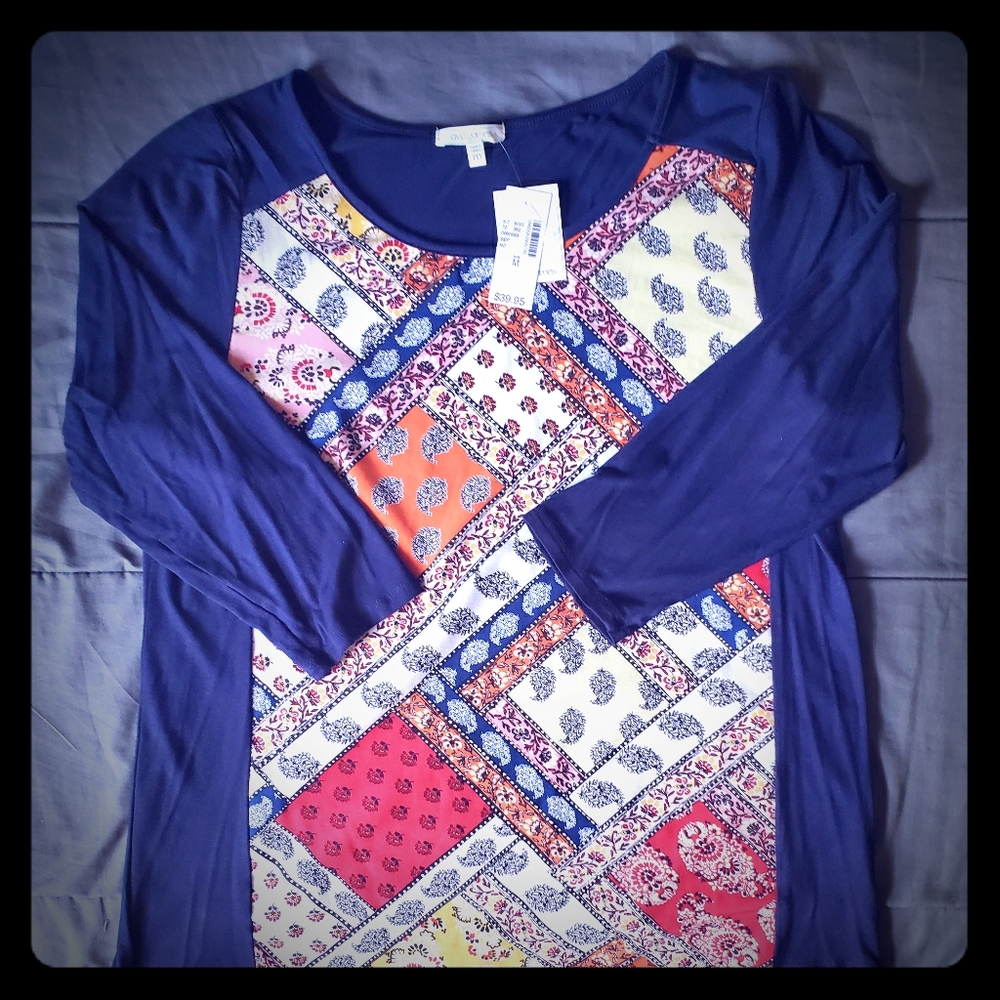 Ava James Women's Blouse Size Medium Blue